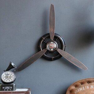 New Wall Decor Art Antique Airplane Propeller Aviation Wall Clock 29.5"×26.4"